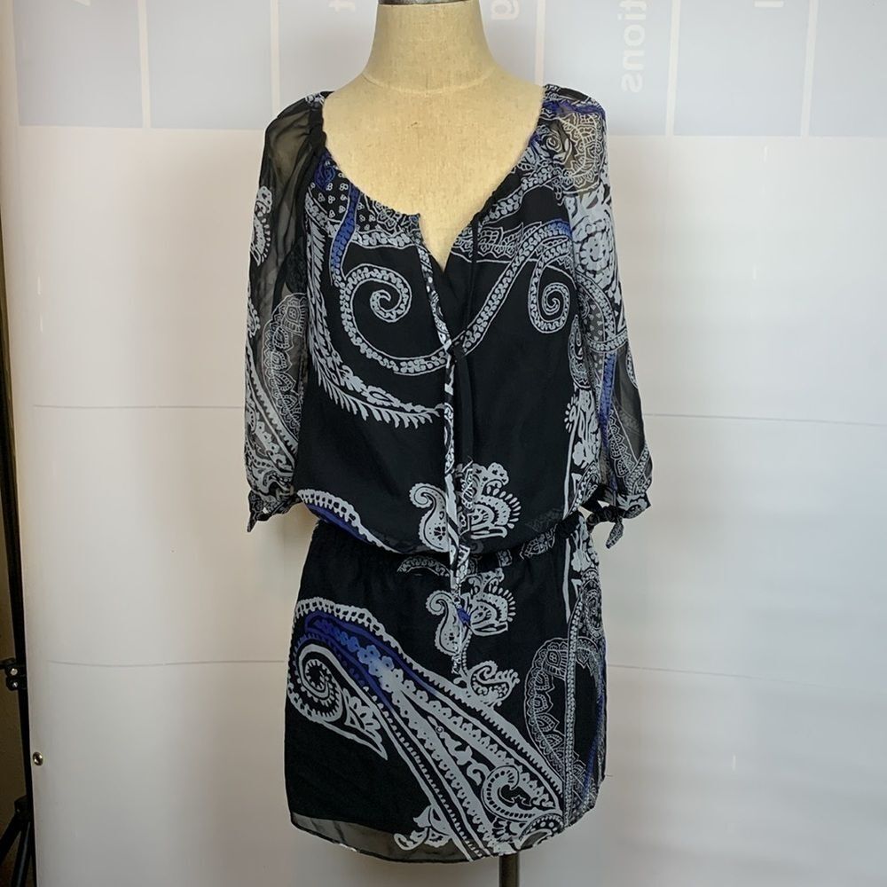 White House black market, black Paisley print dress (or tunic), size XS